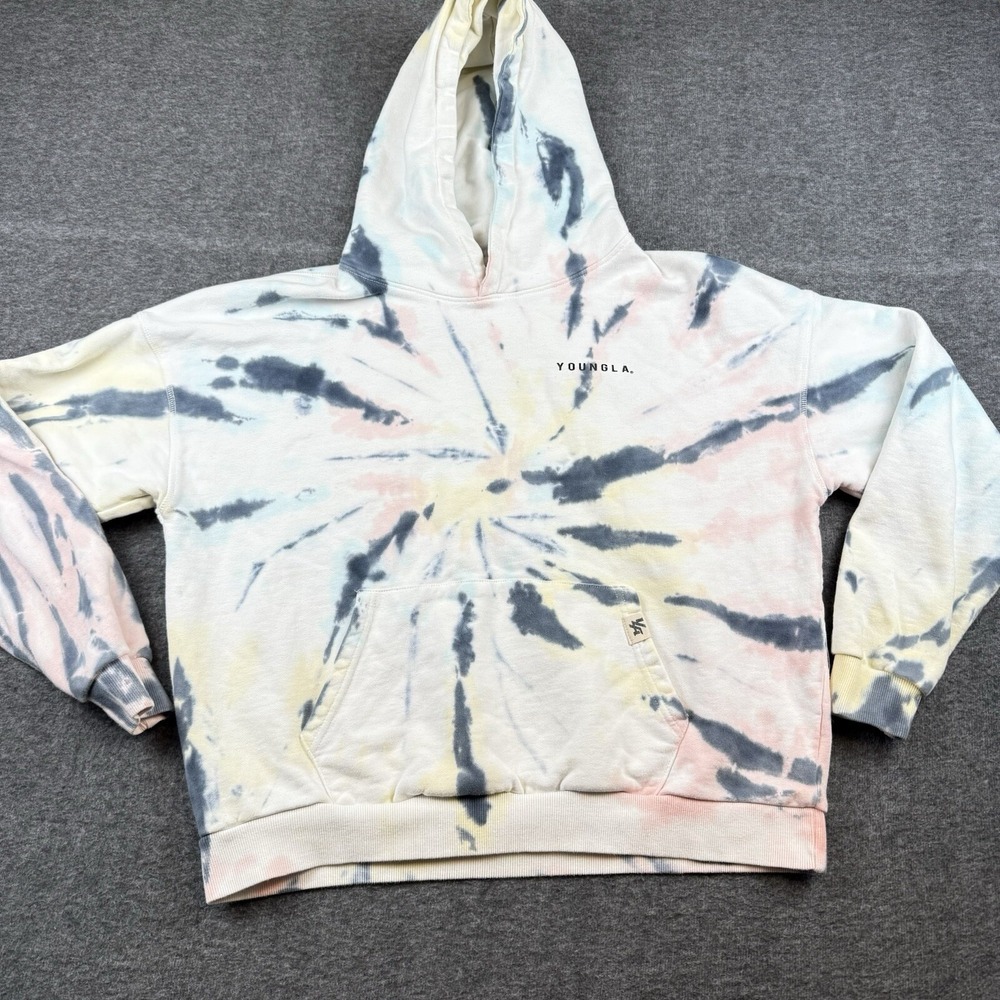 YoungLA‎ Hoodie Mens Medium Tie Dye Sweatshirt Flower Workout Gym Fitness Casual